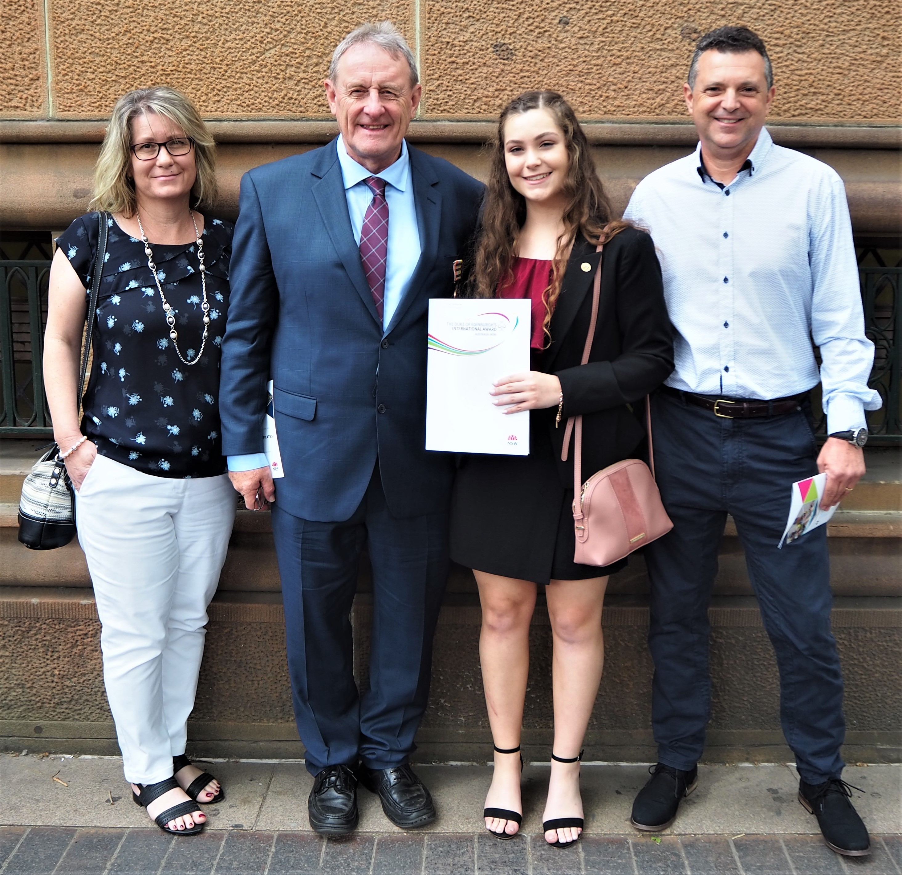 Erika with proud parents - all very impressed with her Gold Dukes Award.