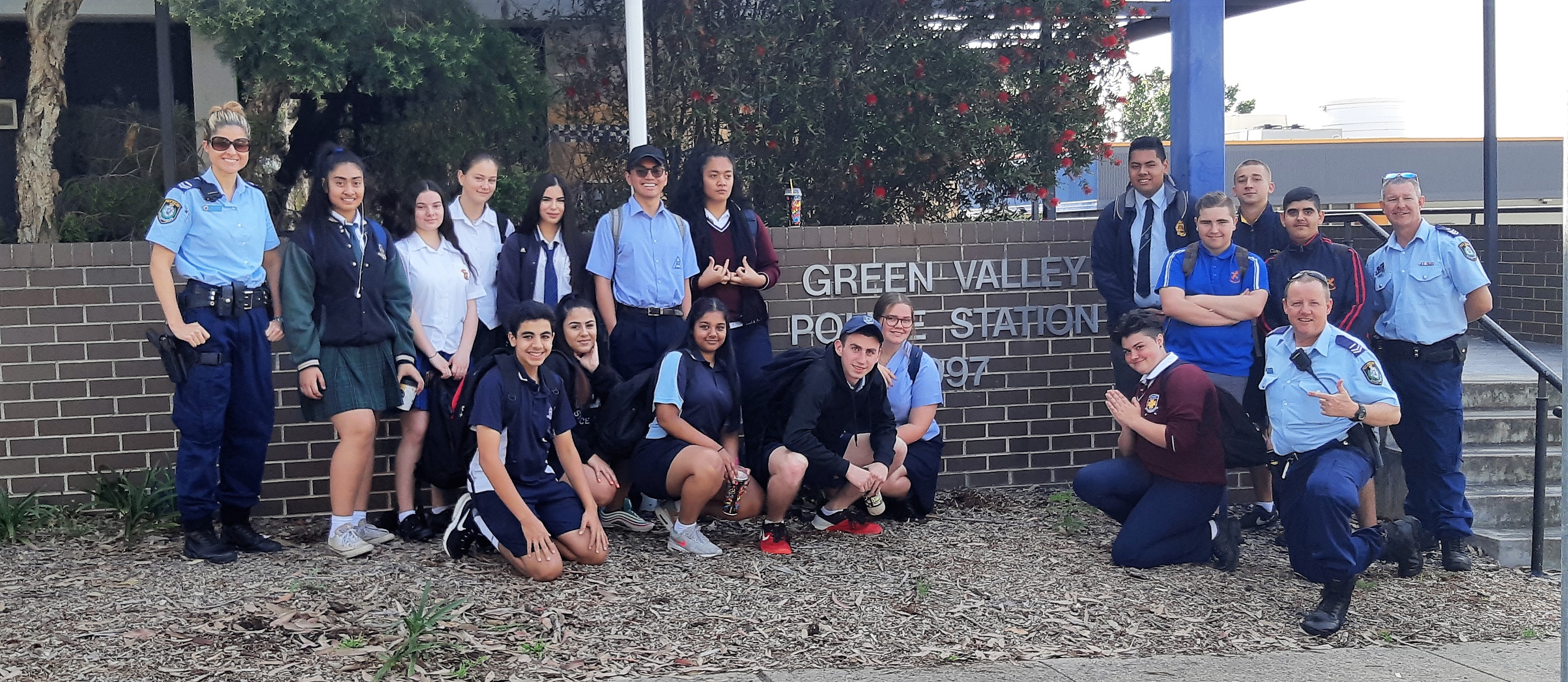 Police Work Experience Students inspect Green Valley Police Station