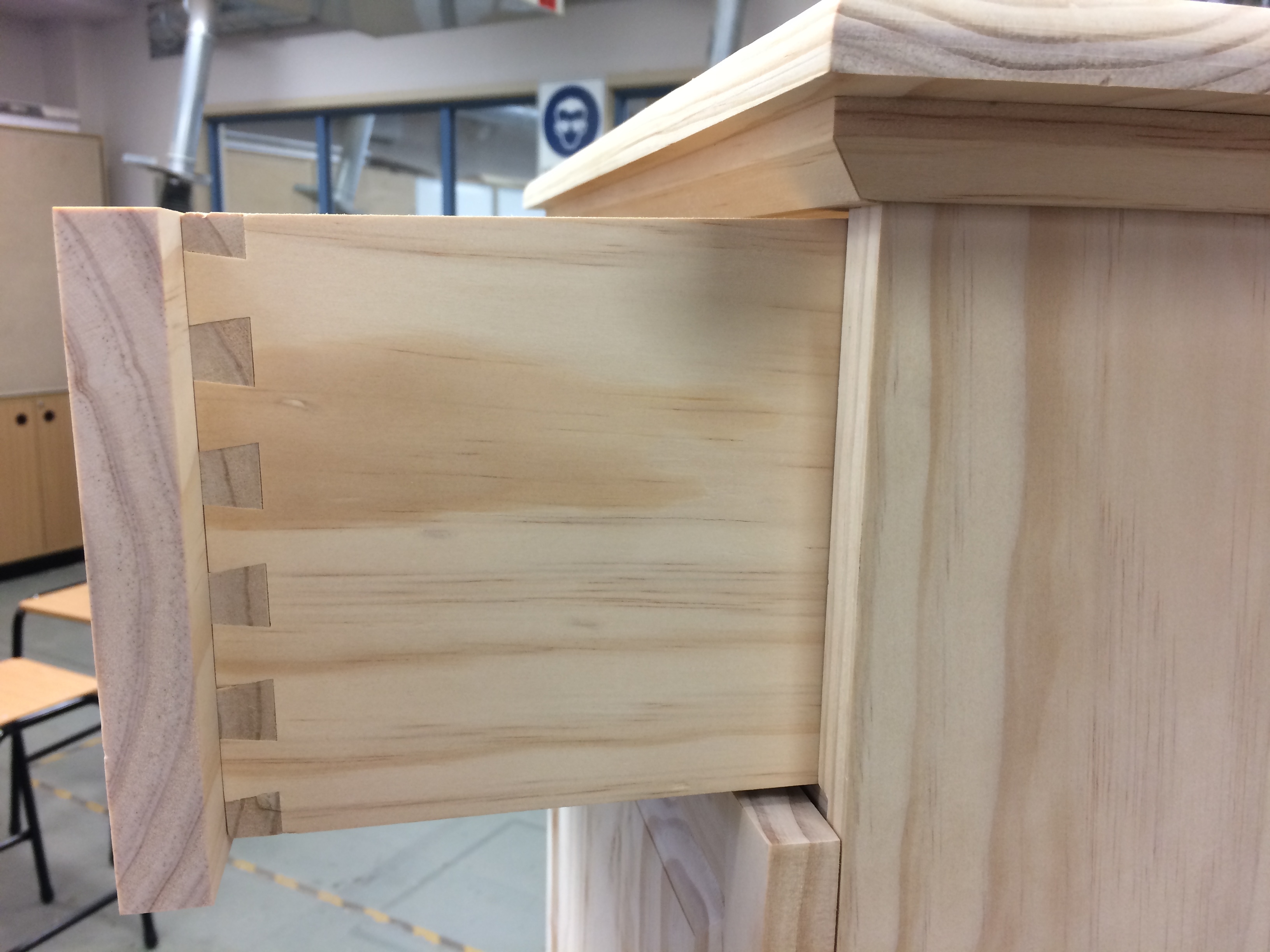 Dovetail detail on drawer