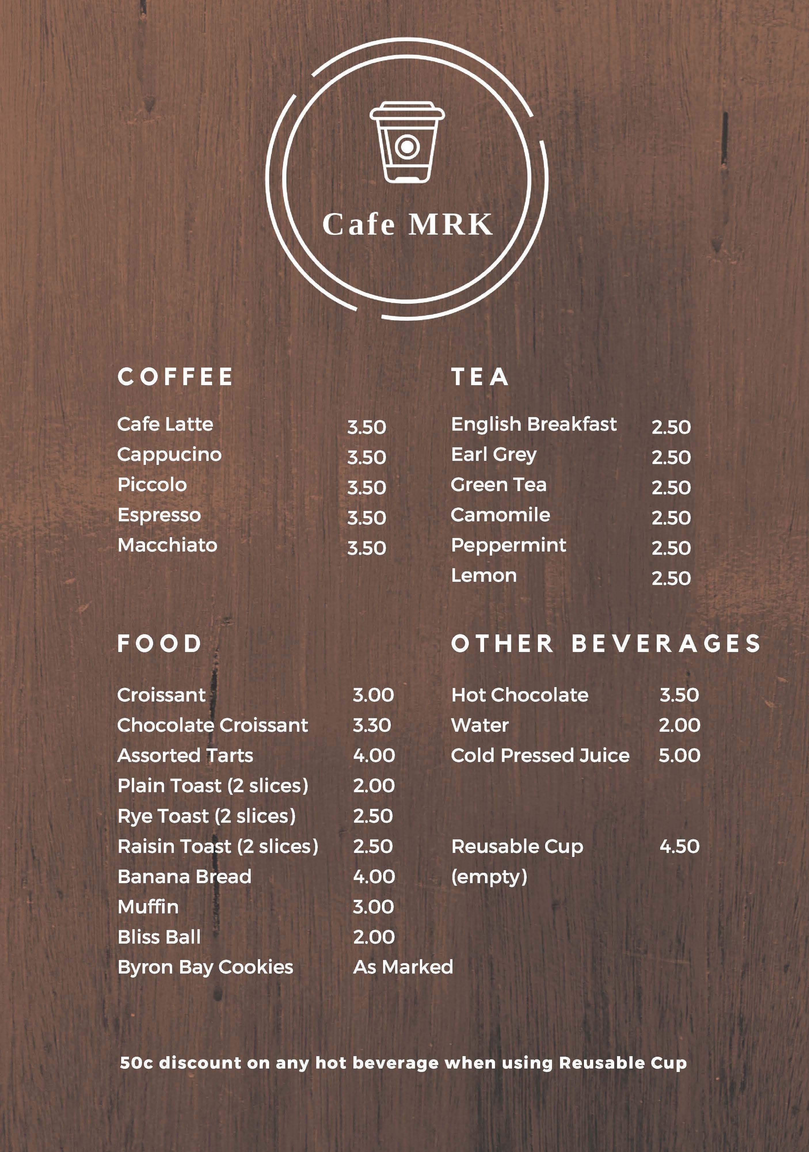 Menu Cafe