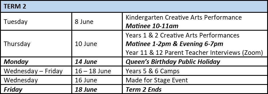 term dates 2