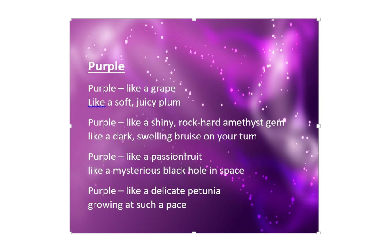 Year 2 poem purple