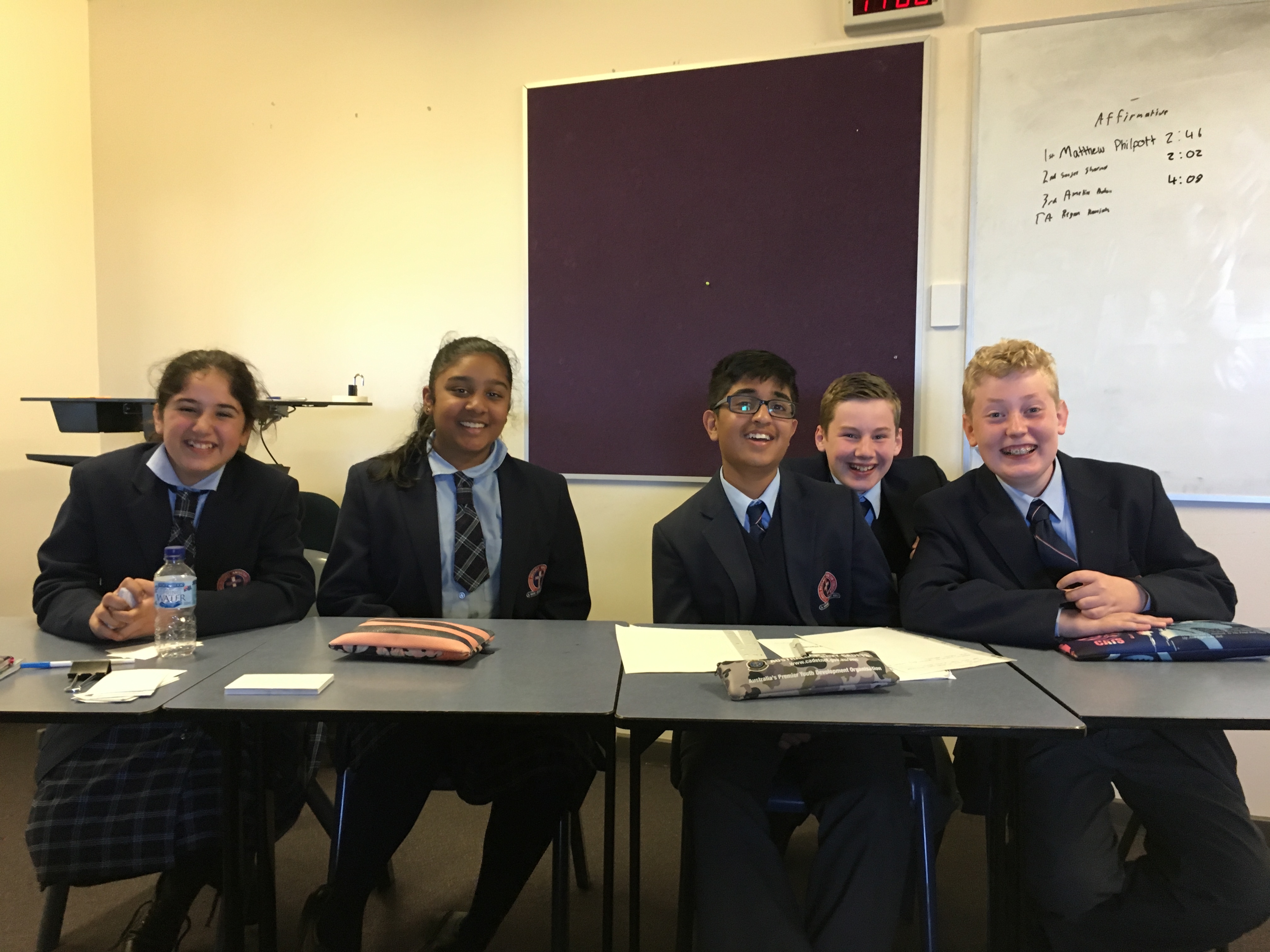 Year 7 MISA Debating Team with Joshua C. as Chairperson