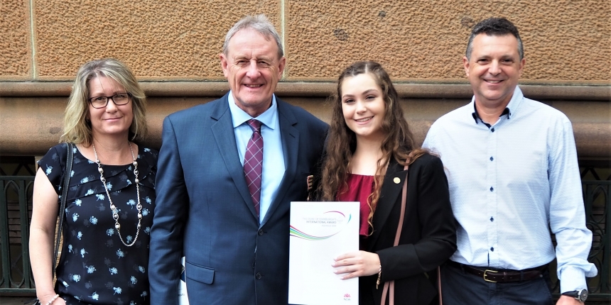 Erika with proud parents - all very impressed with her Gold Dukes Award.