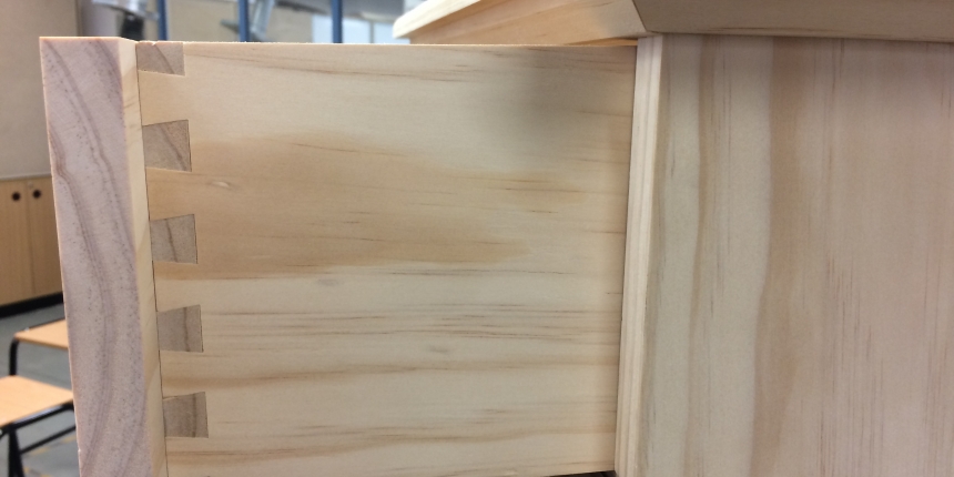 Dovetail detail on drawer