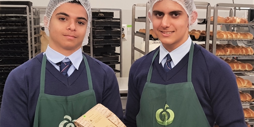 Armin and Dylan in the bakery at Woolworths 