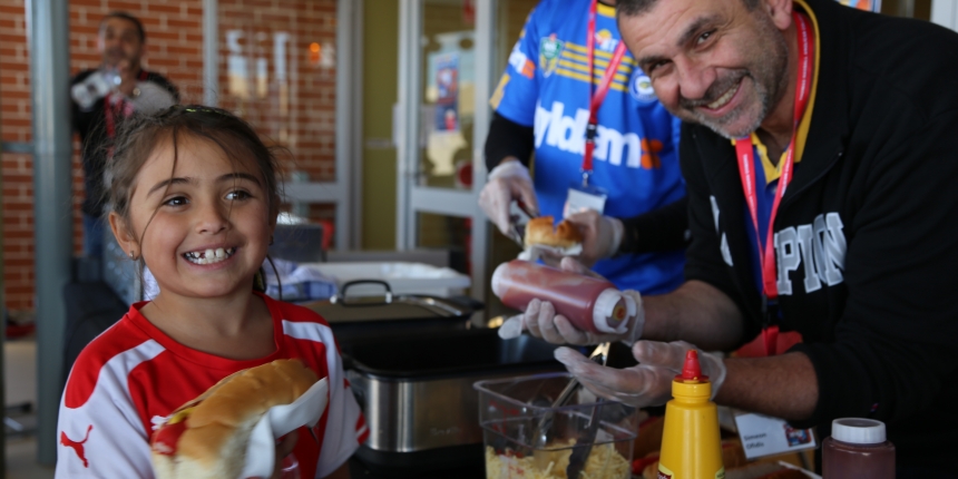 Dads Day in the canteen, MRK, Dads, Cantebury Bulldogs, Bulldogs, fan, Brad Eastwood, Brad Abbey