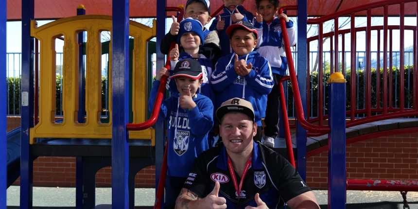 Dads Day in the canteen, MRK, Dads, Cantebury Bulldogs, Bulldogs, fan, Brad Eastwood, Brad Abbey