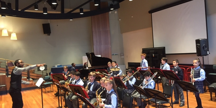 Essentially Ellington Group shot Intermediate Stage Band workshop