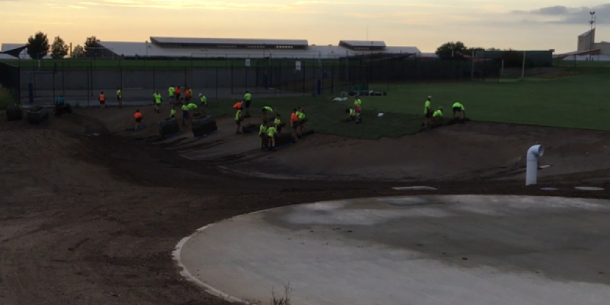 Turf installation in progress (1-2-18)