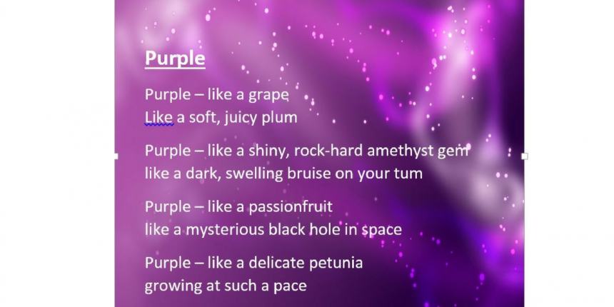 Year 2 poem purple